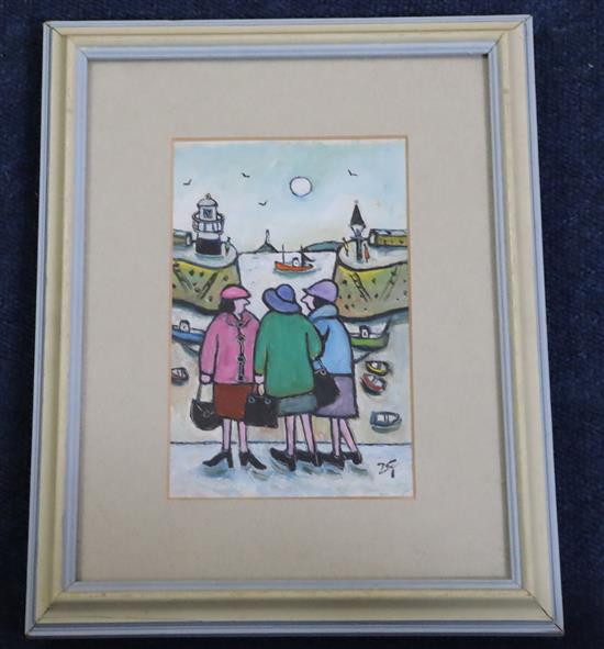 § Joan Gilchrest (1918-2008) Having A Gossip 6.75 x 4.25in.